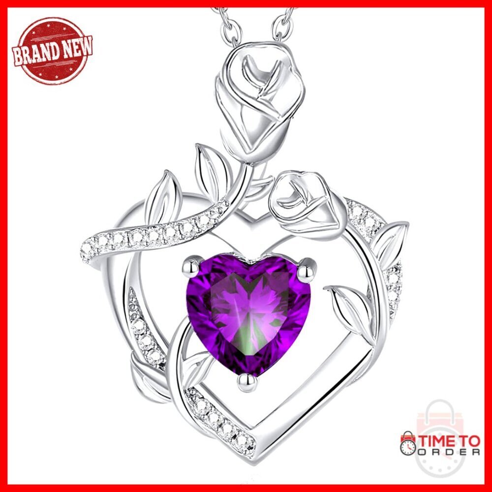 Sterling Silver Heart Rose Pendant Necklace 18" Adjustable Fine Jewelry Gift